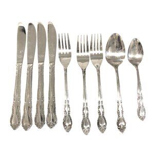 9 piece flatware Fleurette (Stainless) by IMPERIAL INTL silverware floral scroll